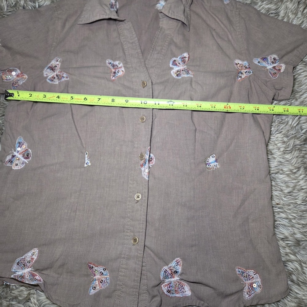 Lemon Grass Studio Butterfly Embroidered Blouse Womens M Boho Cottagecore Nature - Picture 6 of 7